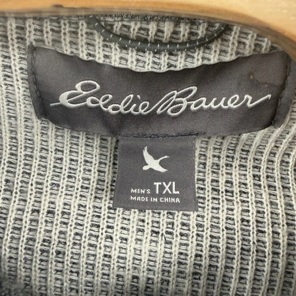 Eddie Bauer Mens TXL Gray Waffle Lined Button Up Shirt Jacket Shacket